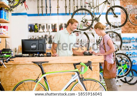 Similar – Image, Stock Photo Rental bikes on the beach. Blue bicycles on the street.