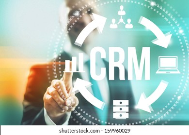 Customer relationship management concept man selecting CRM - Powered by Shutterstock