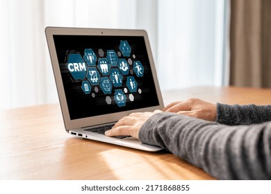 Customer Relationship Management System On Modish Computer For CRM Business And Enterprise