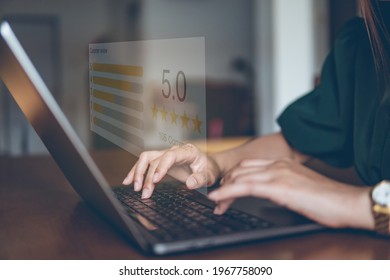 Customer review good rating concept, customer review by five star feedback, positive customer feedback testimonial. - Shutterstock ID 1967758090