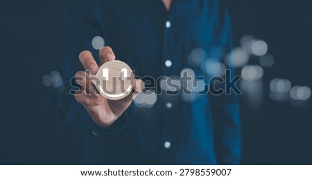 Customer satisfaction and positive feedback concept featuring a person holding a smiling icon, symbolizing happiness, user experience, service quality, trust, engagement, and loyalty.