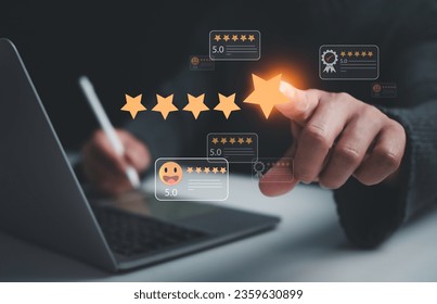 Customer Satisfaction Survey concept, service experience rating online application, customer evaluation product service quality, satisfaction feedback review, very good quality most.