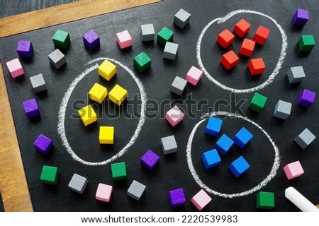 Customer segmentation models concept. Segments with colorful cubes.