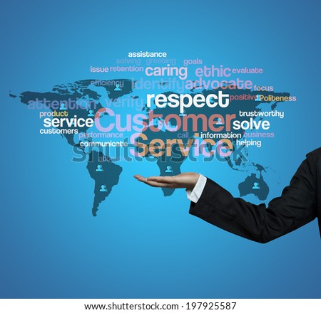 Customer Service concept - hand hold CustomerService info