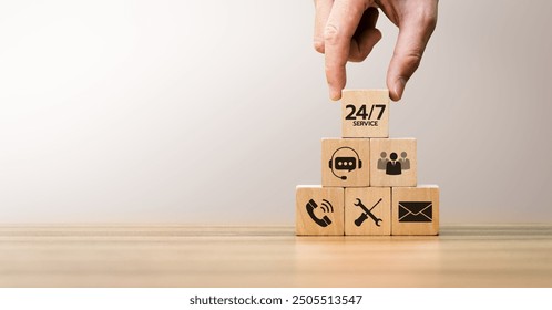 Customer service, nonstop service concept. service or activity will operate or be provided continuously without interruption throughout the day or week, 24 hours a day and 7 days a week. - Powered by Shutterstock