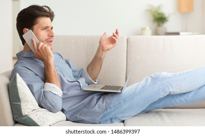 Customer Support Young Man Complaining By Stock Photo 1486399397 ...