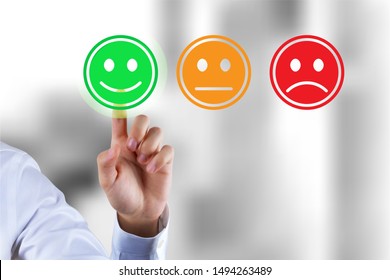 Customer Survey Feedback, A Customer Rating With Happy Icon