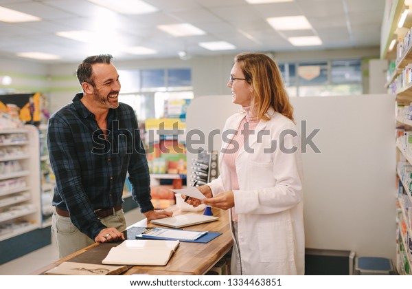 Customer Talking Female Chemist Drug Store Stock Image Download Now