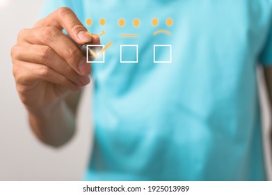 The customer tick symbol was given the satisfaction of employees.