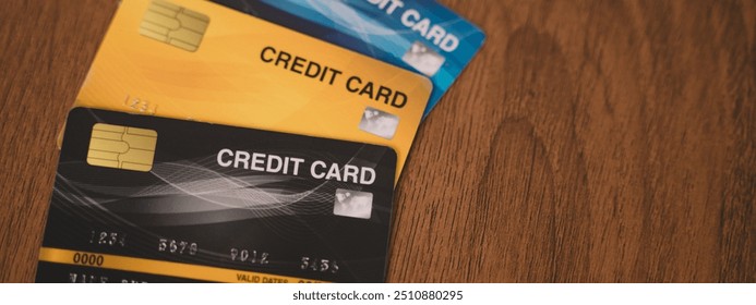 Customer using credit card for payment to owner business. cashless technology and credit card payment concept. through the internet for convenience.