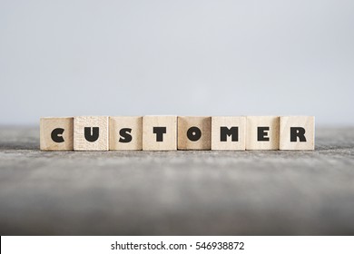 CUSTOMER word made with building blocks