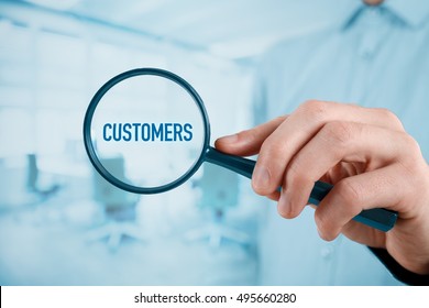 Customers oriented marketing concept. Market segmentation concept. Successful company is focused on customers.