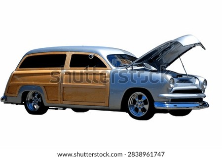 customized silver panel wagon side view isolated image