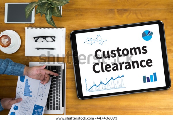 Customs Clearance Businessman Working Office Desk Stock Photo