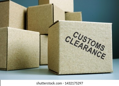 Customs Clearance Stamp On A Side Of Box.