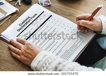 Customs Declaration Form Invoice Freight Parcel Concept