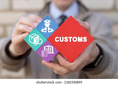 Customs service concept. Customs declaration clearance. Customs goods registration. Cargo delivery, import and export.
