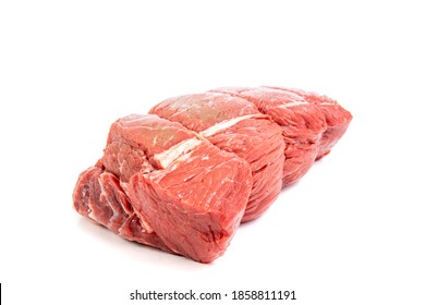 A Cut Of Beef Sirloin Tip Roast Isolated On White