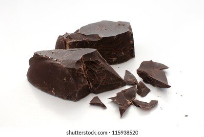 Cut And Broken Pieces Of Dark Chocolate Horizontal