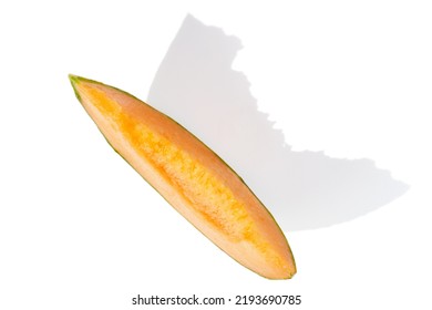 Cut Cantaloupe Melon On White Background