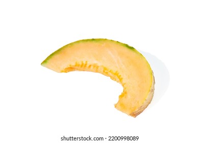 Cut Cantaloupe Melon On White Background