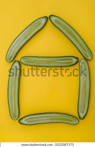 Cut Cucumbers Half Lengthwise House On Stock Photo Edit Now