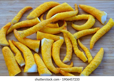 Cut fingers of a fresh yellow Buddha’s Hand (Citrus medica var. sarcodactylis) or Fingered citron