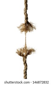 Cut And Frayed Rope Hanging By A Thread And Ready To Break 