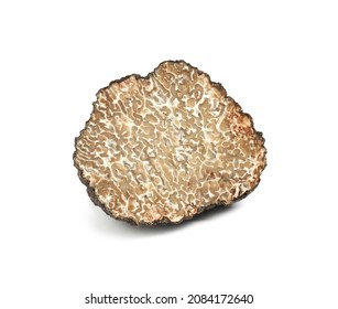 Cut Fresh Black Truffle Isolated On White