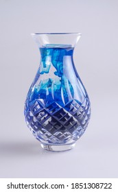 Cut Glass Vase With Food Dye