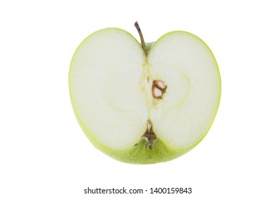 cut green apple on white background 