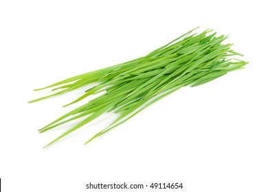 Cut Green Grass. Isolated On White Background.