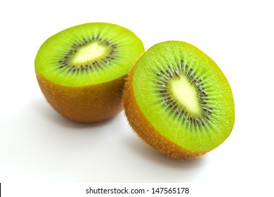 Cut Kiwifruit On White Background