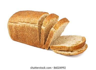 The Cut Loaf Of Bread Isolated On White