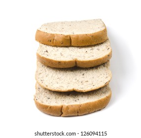 The cut loaf of bread with reflection isolated on white