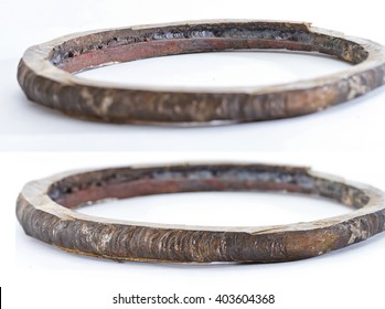 Cut out defective weld of the pipeline. Defects : slag inclusions, lack of fusion root weld and the offset of the inner diameter - Shutterstock ID 403604368