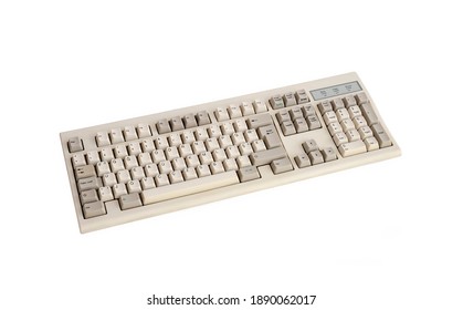Cut Out Image Of An Old Computer Keyboard, Isolated On White Background - Shutterstock ID 1890062017