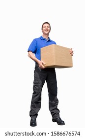 Cut Out Of Male Courier Delivering Package