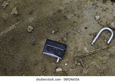 Cut Padlock On The Ground