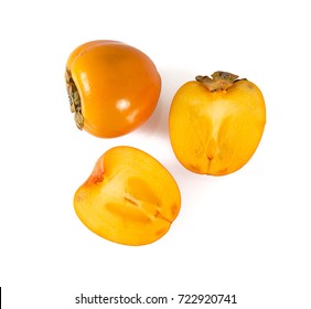 Cut Persimmon Isolated On White