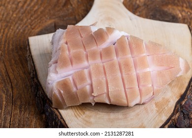 Cut Raw Pork Shoulder On Wood