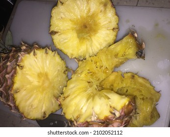 Cut Rotten Fresh Pineapple Fruit