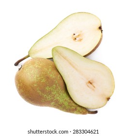 Cut and served green pear composition isolated over the white background - Shutterstock ID 283304621