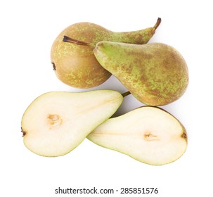 Cut and served green pear composition isolated over the white background - Shutterstock ID 285851576