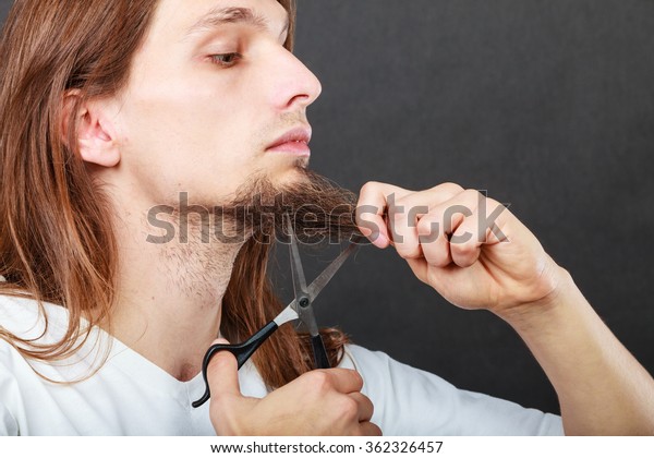 Cut Shave Concept Young Man Long Stock Photo Edit Now
