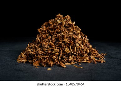 Cut Tobacco On Black Background