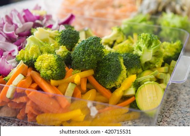 Cut Vegetables In Plastic Container