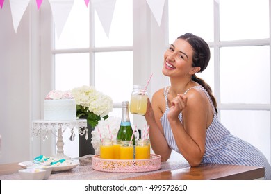 Cute Adorable Fun Woman  Party Planner Organizer Homemade Mimosa Champagne Brunch Party 