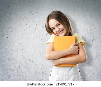 Cute Adorable Toddler Smiling Happy Stand Holding Book