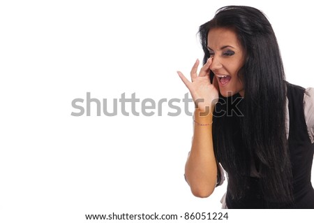 cute adult girl posing on a white